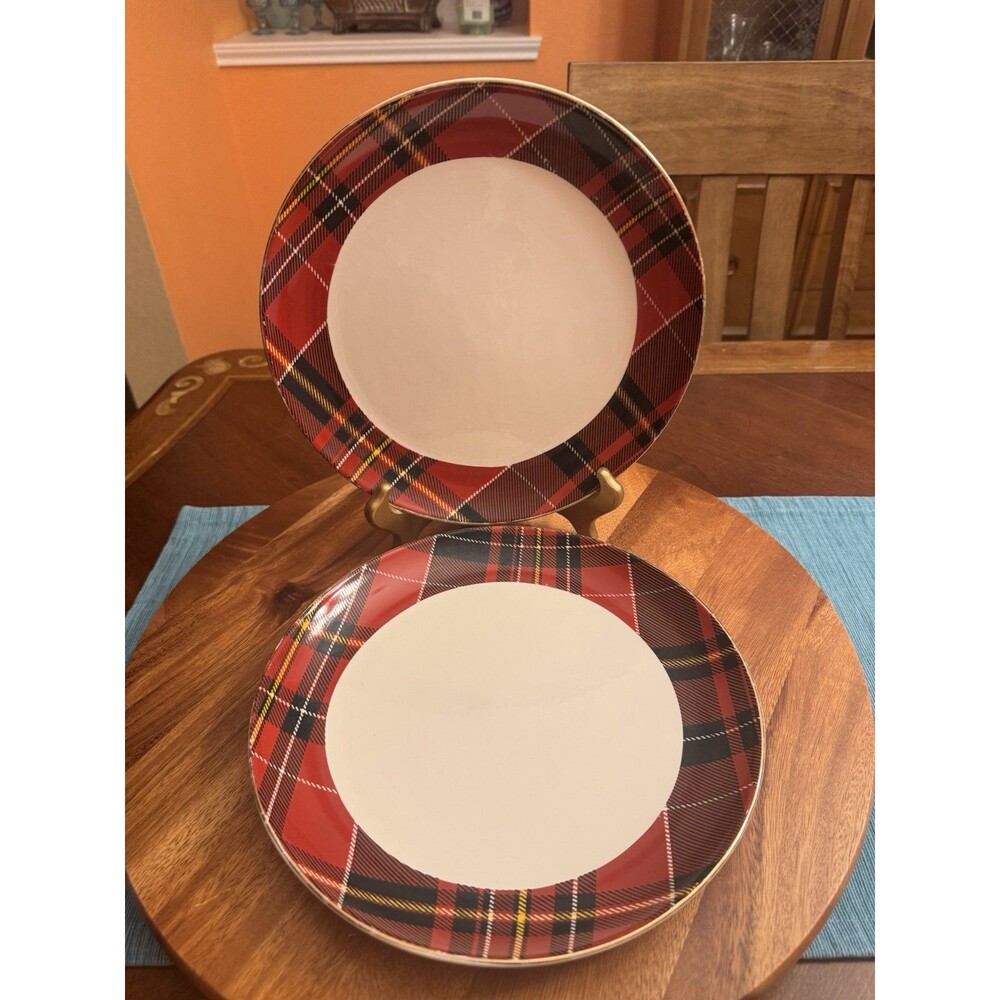 Robert Stanley Home Collection Plaid Dinner Plates Set of 2